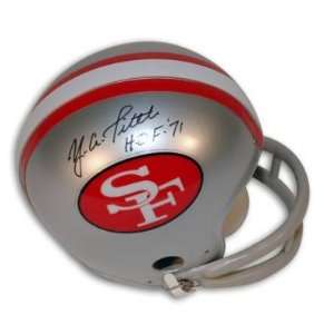  Y.A. Tittle Signed 49ers Throwback Mini Helmet HOF 71 