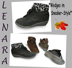 NEU♥ Keilabsatz Damen Stiefeletten Sneaker Stiefel Ankle Boots 