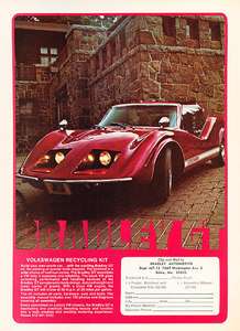 1975 Bradley GT   VW red Kit Car   Classic Vintage Advertisement Ad 