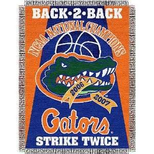 Gators Woven Tapestry NCAA Throw (Back to Back National Championships 