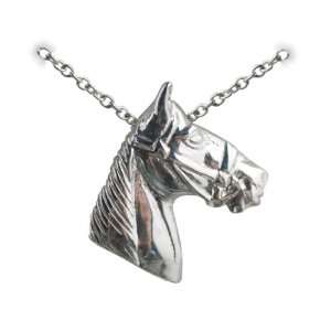   Workshops Silver 15x15mm horse head with a Rolo chain 18 inches