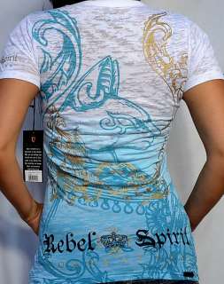 Rebel Spirit Womens ROYAL PANTHER Short Sleeve V Neck Shirt   299 