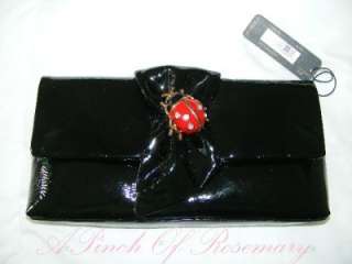 Kenneth Jay Lane Ladybug Jeweled Leather Clutch Handbag  