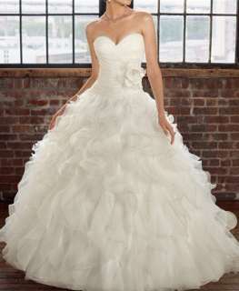 New Sweetheart White Organza Layers Flowers Lace up Wedding Dress 