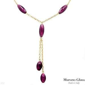 MURANO GLASS Made in Italy Charming Brand New Necklace Crafted in Gold 
