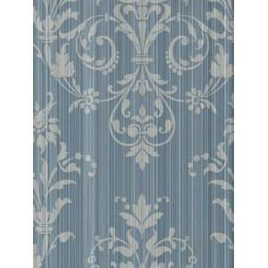  Stripes with Pattern Blue Wallpaper in Classic Silks