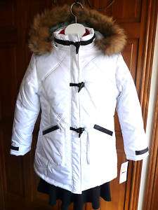 Girls White Hooded Jacket Coat,Fur Trim sz.12 Lg. NWTs  