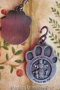 ST. FRANCIS PAW PET MEDAL Protect My Pet Tag Charm  