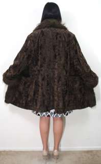 Vtg 80s Brown YETI FAUX FUR Hippie Ostrich Feather Dress Jacket 