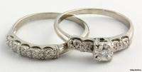 VS1 VS2 Diamond Solitaire Engagement Ring & Wedding Band Set   14k 