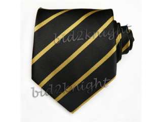 New Black & Gold Thin Striped Luxury Silk Tie 1138  