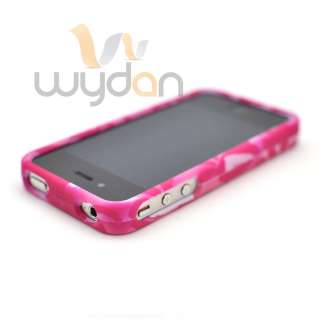 New Hot Pink Flower iPhone 4G 4S Case Hard Snap On Cover w/ Screen 