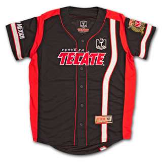 Tecate Black Red Baseball Button Down Jersey Shirt  