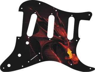  custom made pickguard with an image of a fire breathing dragon 