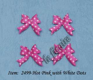 Polka Dots Satin Ribbon Bow Ties Appliques Cards H Pink  