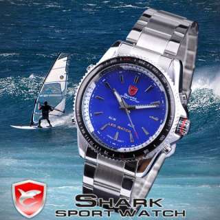 SHARK Men Quartz LED Steel Big Case Sports Army Wrist Watch + Box 