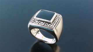 Men Silver 925 Sterling SIGNET Black Onyx Ring  