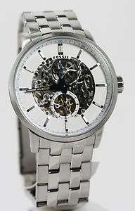 Fossil Mens Automatic Silver Stainless Steel Watch ME3019 NEW  