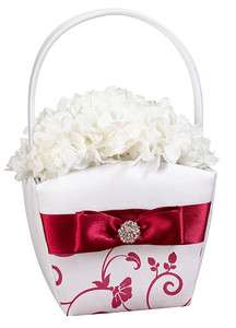 Red and White Flower Girl Basket  