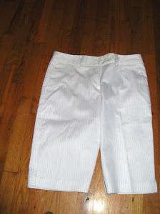 Worthington Stretch White Gray Stripe Dress Shorts Sz 8  