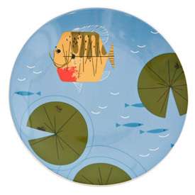 Charley Harper Fish Dinner Plate Ford Times Charles Bass Ocean River 