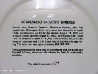 Vintage Collector Plate   HERNANDO DE SOTO BRIDGE 1973  