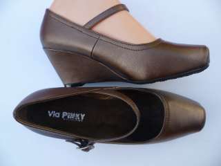 LADY WEDGE SHOES VIA PINKY SIZES  5 10 BRONZE  