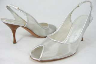 410 CASADEI Silver Womens Shoes Pump Slingbacks 6 M  