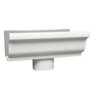 Amerimax Home Products 5 in. White Steel K Style End with Drop 33010 