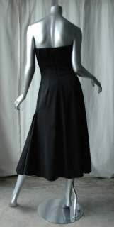 GIVENCHY Pleated Strapless Black Long Panel Dress 4/38  