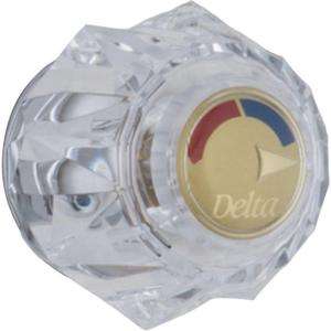 Delta Knob Handle in Clear with Polished Brass Button for 13/14 Series 