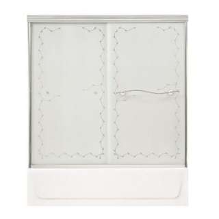 Vine 54 in. to 59 1/2 in. W Frameless Tub Door in Chrome Frosted Vine 