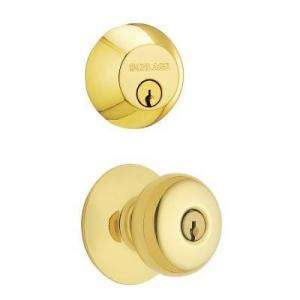 Schlage Plymouth Double Cylinder Bright Brass Knob Combo Pack FB350 
