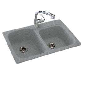 Swanstone Dual Mount Composite 33x22x9 1 Hole Double Bowl Kitchen Sink 