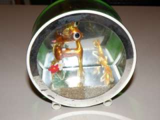 Vintage glass and plastic diorama w/ deer, bunny Asian  