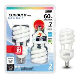 Feit Electric 13 Watt (60W) Daylight Candelabra Base CFL Light Bulbs 
