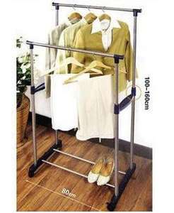 Adjustable Movable Compact Light Weight Two Pole Garment Cloth Rack 