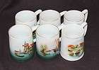 German Porcelain Dutch Scene Boat 6pc Cup Mug Set 1920s