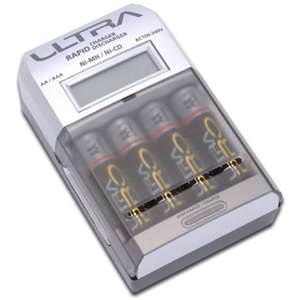 Ultra Rapid AA / AAA Battery Charger with LCD Screen and 4 2500mAh AA 
