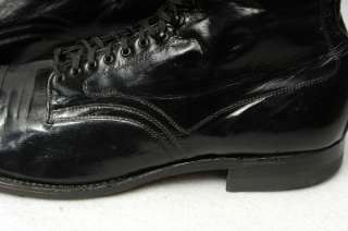   50s NOS Kidskin Kangaroo Cap Toe Low Top Boots Shoes Black Leather 9