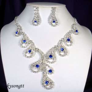 Swarovski Royal Blue Crystal Pendant Necklace SetS1623N  