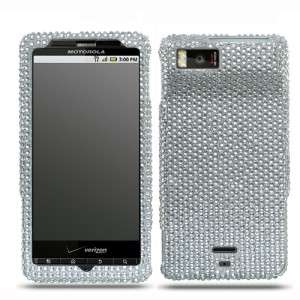 Silver Crystal Bling Case Phone Cover Motorola Droid X2  