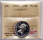 1959 Canada 25 Cents, ICCS Graded PL 65 #982