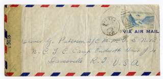 Canal Zone to US 1944 Censored Airmail cover, creased. Make multiple 