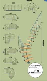 Raumspartreppe Mittelholmtreppe Treppe breit 60 cm  