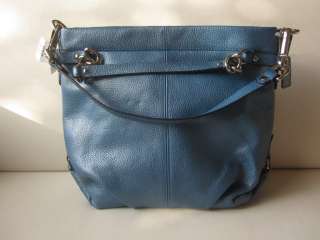 NWT Coach 17165 Ocean Blue Leather Brooke Silver Handbag  