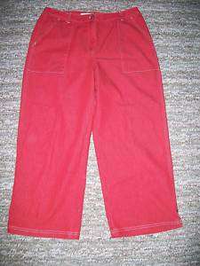 Ladies EVAN PICONE Red Capri Pants sz 12 Stretch  