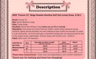 NEW Forever 21 Rosette Neckline Soft Knit Lovely Dress  