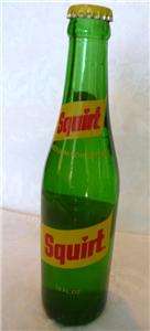 Old 1974 10 oz. Squirt Banner Logo, Green Glass Full Bottle  