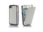   Flip Leather Chrome Hard Back Case Cover For iPhone 4 4S 4G NEW  